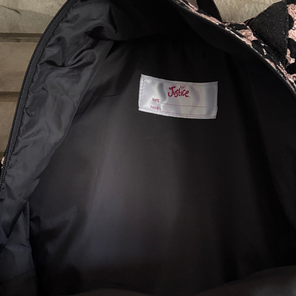 Leopard Print Kids Backpack with Initial K - Picture 3 of 14